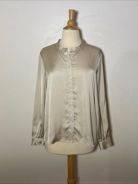 G2 by G2000 Champagne Satin Button-Down Blouse